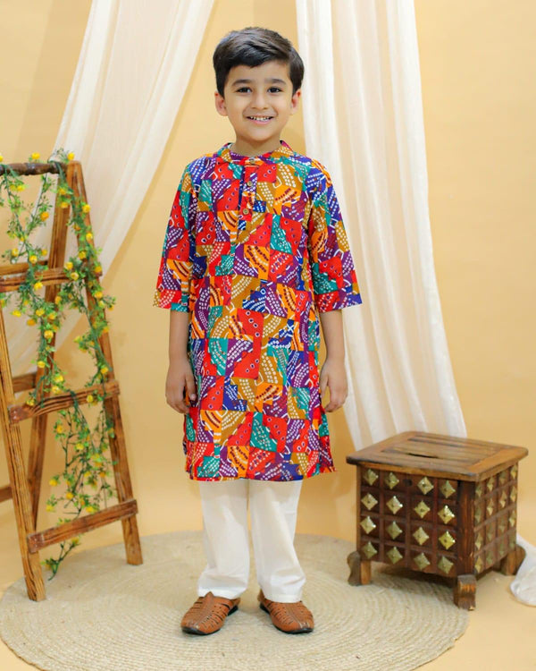 Bandhej Ethnic motif kurta set