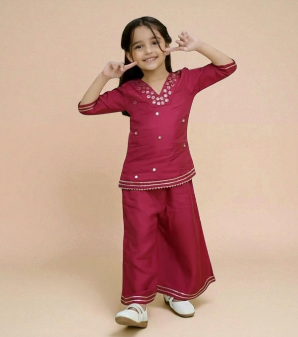 Mirror Silky Girls Ethnic Set