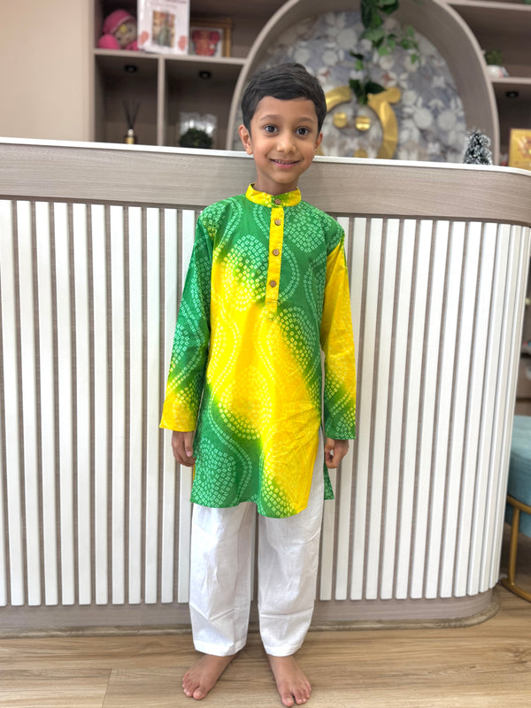 Ethno Bandhej Kurta Pyjama Set