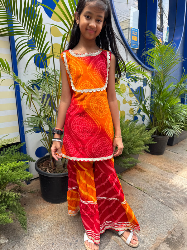 Festive Bandhej Girls Set