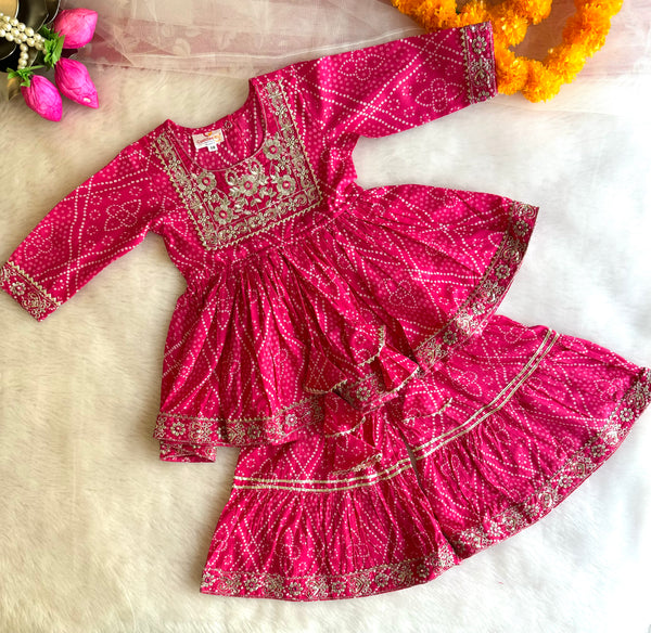 Bandhej Embroidered Sharara Set