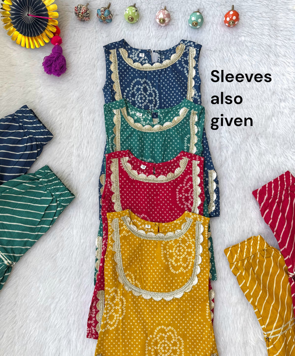 Festive Bandhej Girls Set