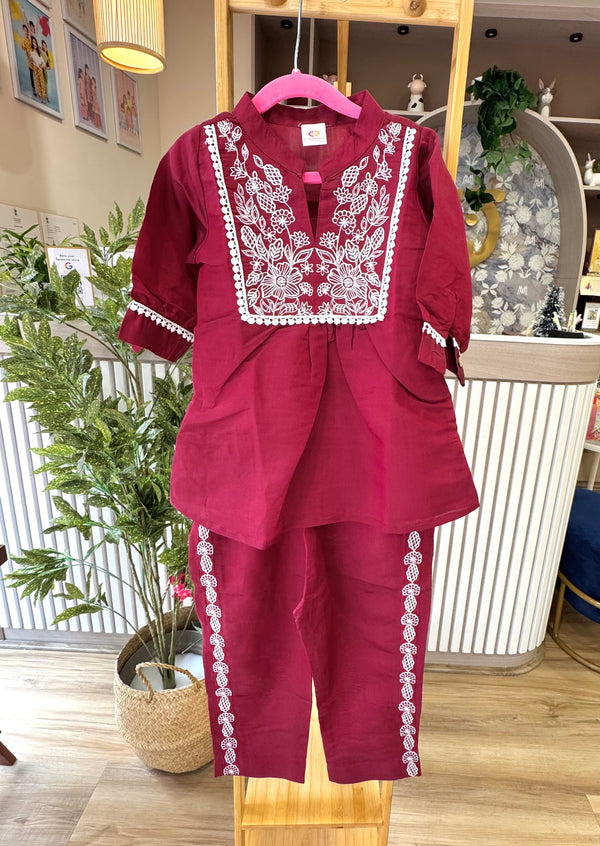 Silky Embroidery Co-ord Set
