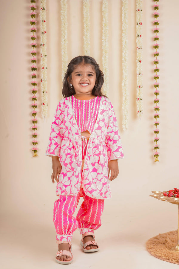 Pinky Spring Three Piece Kurta Sharara Set