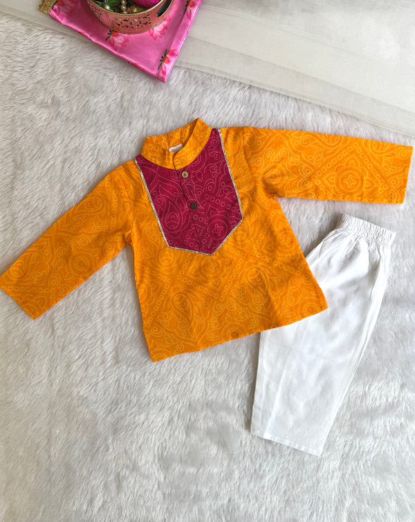 Bandhej Ethnic Motif Kurta Set