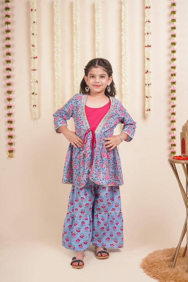 Three piece Floral sharara Set