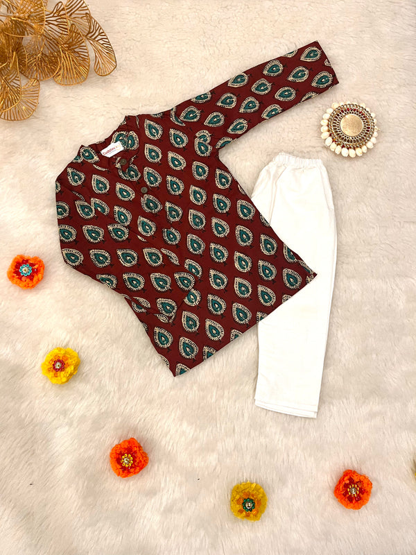 Maroon Ethnic Kurta Pyjama set