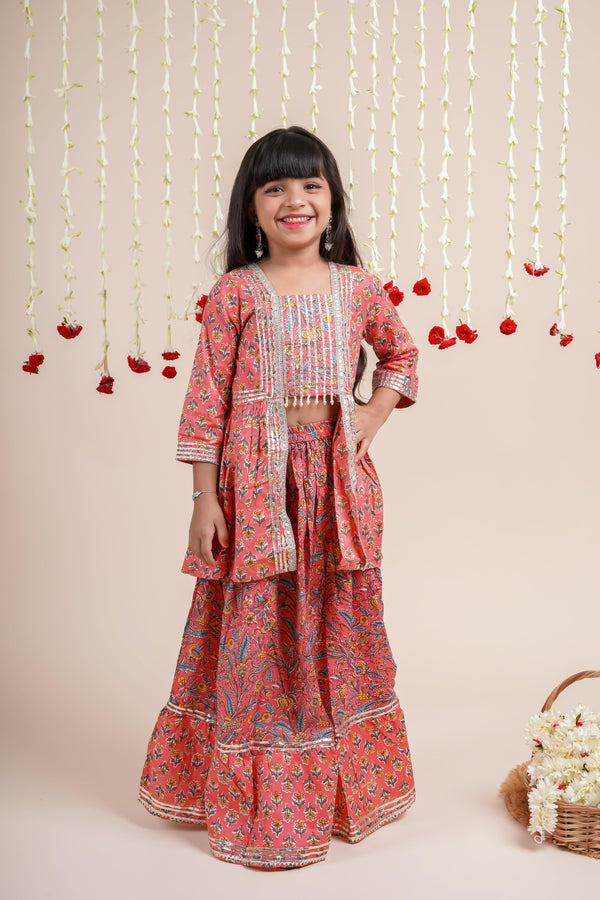 Indo-Western Kurti Ghagra Set