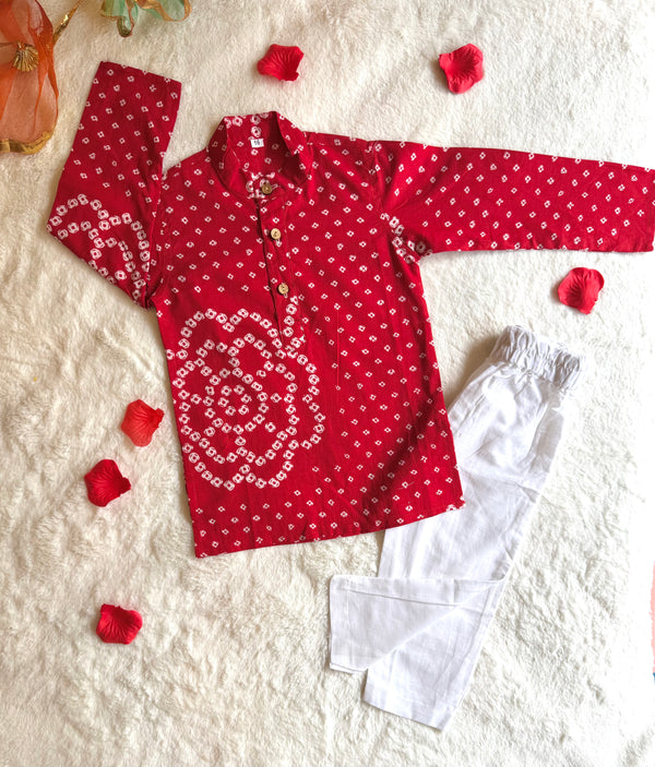 Ethno Bandhej Kurta Pyjama Set