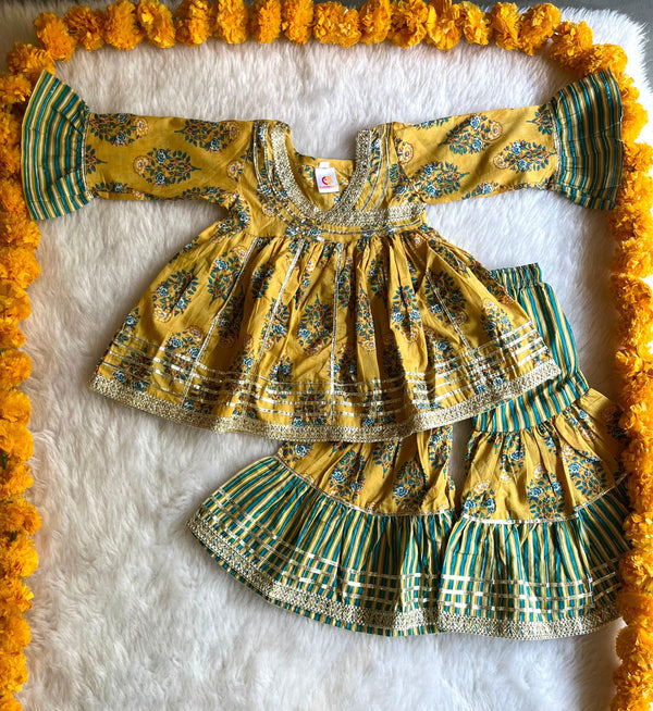 Haldi Ethnic Kurti Sharara Set