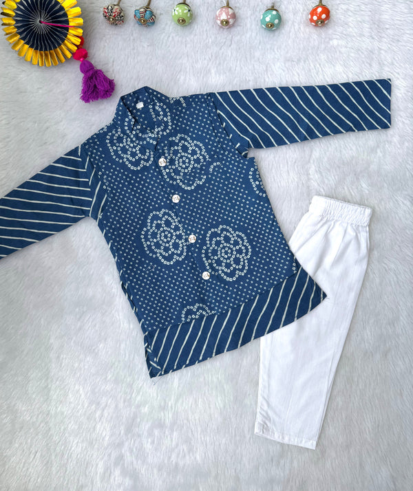 Ethno Bandhej Kurta Jacket Set