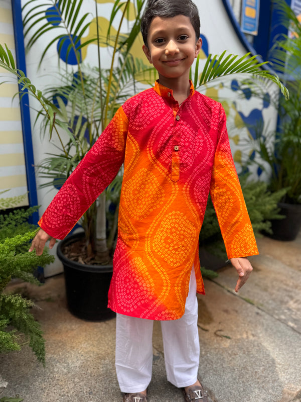 Ethno Bandhej Kurta Pyjama Set