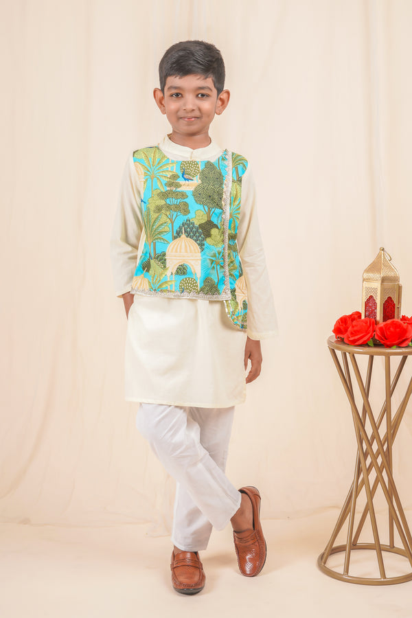 Peacock Boys Kurta Pyjama Set