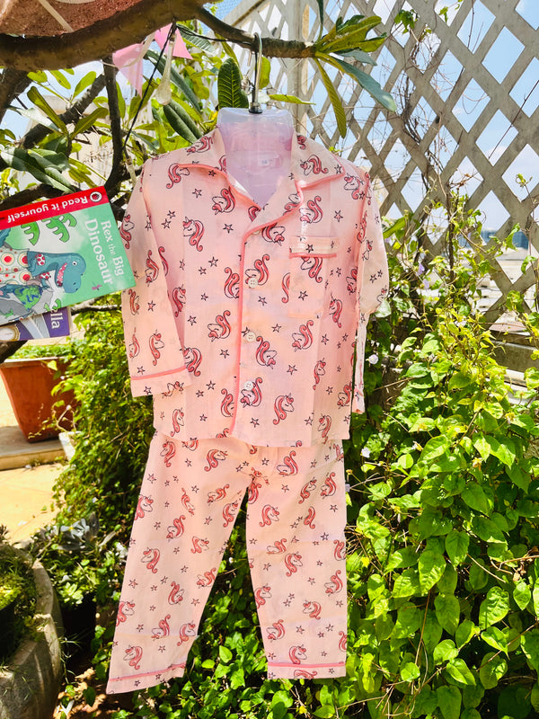 Cute unicorn collared Nightwear