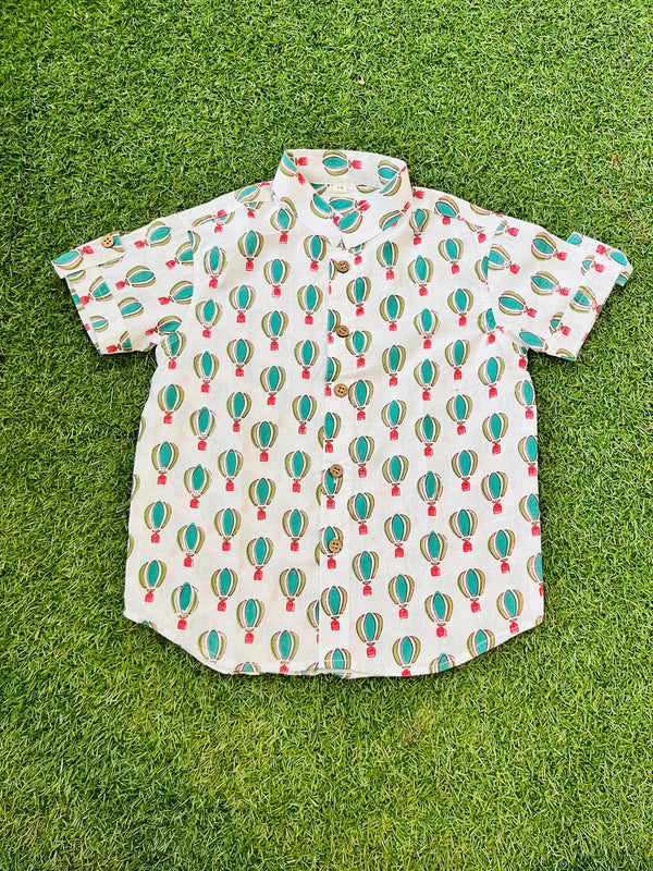 Hot Air Balloon Print Half Shirt