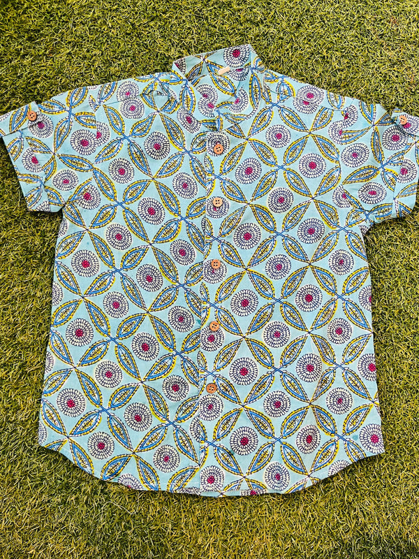 Floral Pattern Half Shirt