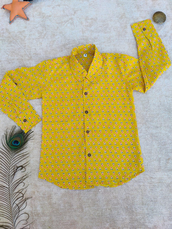 Mustard Floral Collar Shirt