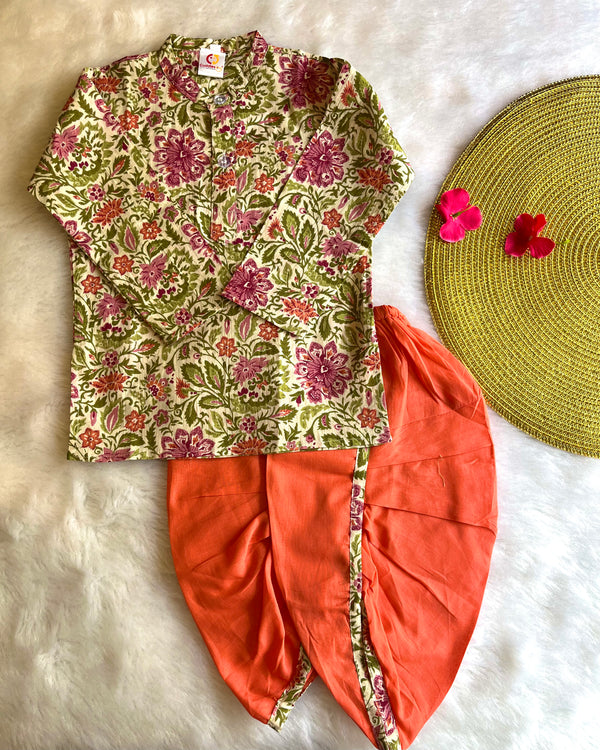 Glam Floral Kurta Dhoti