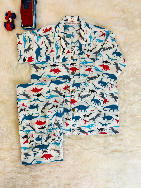 Dino print collared Nightwear