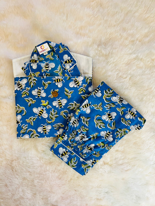 Butterfly print collared Nightwear